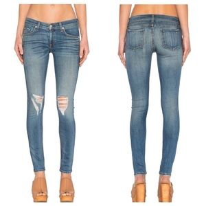 Rag & Bone Mid Rise Skinny Carmine Distressed Jean